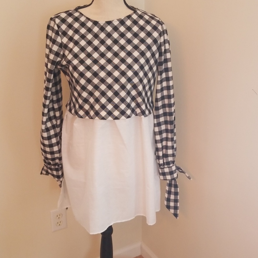 Envy Long Plaid Tunic Shirt